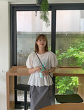 Lingo Lace Ribbon Shirring Blouse