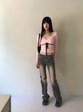 Noi Vintage Washing Low-Rise Long Bootcut Denim Pants