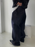 Curved wide long denim