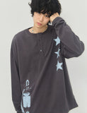 STAR 3 Henley Neck Long Sleeve T-Shirt