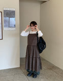 Pokeru Check Layered Long Sleeveless One Piece