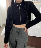 Shirring Span Cropped Zip-up