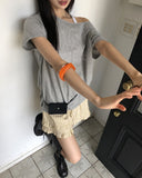 Ute Stripe Frill Tiered Banding Short Pants