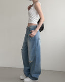 Folded Damage Denim Pants