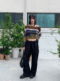 Minut two-way button strap long wide slacks