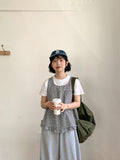 Dilte Check Flower Sleeveless Blouse