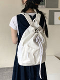 Paon Two-Pocket String Canvas Cotton Backpack