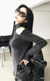 Ribbed Cut Knit Zipup