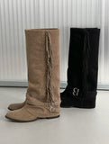1173 Belt Strap Tassel Warmer Long Boots (4.5cm)