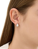 Champagne Moon Dew Drop Silver (W) Pave Earrings