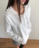 Nova Flower Lace Hooded Zip-up