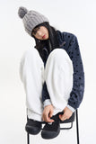 Pom pom twisted wool knit beanie
