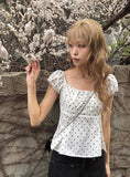 Ayu Dot Button Pintuck Blouse