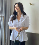 Raven Stripe Strap Puff Shirt