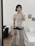 Hazel See-Through Lace Volume Puff Tee