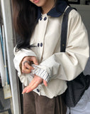 Jamin button color matching crop jacket
