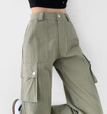 Cut long semi-straight cargo pocket pants