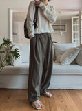 Early linen pintuck banding slacks