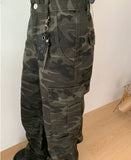 Pim Military Camo Pocket Cargo Bootcut Cotton Long Pants