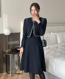 Mayroll Quilted Wool Vest A-line One Piece Set