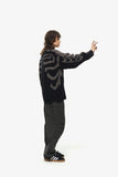 [2-WAY] Skull Bone Knit Zip-up