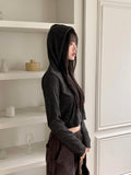 Holte Brushed Ribbed Color Matching Crop Hood T-Shirt