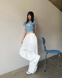 Letin flower pin tuck two-way wide pants