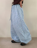 Manteo Seersucker Flower Banding Wide Pants