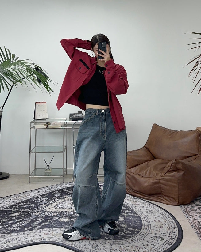 【新品タグ付き】back slit curve denim pants back slit curve denim pants – andequal