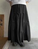 Kaa Balloon Pintuck Nylon Long Skirt