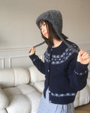 [wool5] Kotok Snowflake Winter Nordic Wool Knit Cardigan