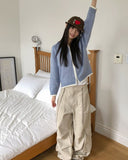 Myor big pocket strap cargo wide long pants