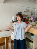 Olbe Layered Ribbon Short Sleeve Blouse