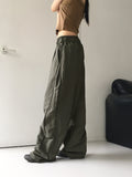 Bens rustling nylon slits wide two-way jogger pants