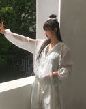Onyu see-through frill dot windbreaker zip-up