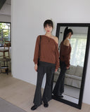 Kento waffle pocket off-shoulder sweatshirt