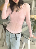 Bru sleeveless layered see-through ribbed long sleeve knit