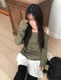 Koran Unbalance Layered Banding Skirt