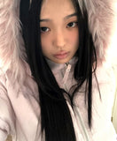 Eru Shibori fur hooded zip-up short padding