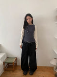 Horik Side Cut Wide Cotton Pants