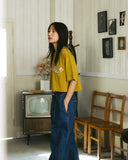 [AG.W] Applique Crop Half Tee
