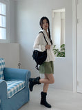 Morton back-slit see-through strap boxy fit long sleeve shirt