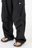 Pin-tuck nylon snap over cargo pants