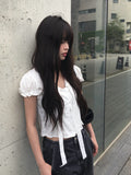 Apol Tie Crop Puff Blouse