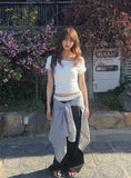 Se-eun Color Matching Nylon Wide Pants