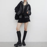 Bimo Damage Pleated Skirt