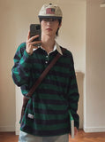 Douji stripe collar t-shirt