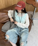 Hike Damaged Bermuda Denim