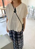Kimin Shirring Strap Round Puff Blouse