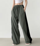 Rustle two-way side color matching jogger wide banding pants